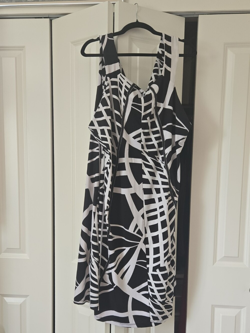 Addition Elle Black and White Geometric Midi Dress
